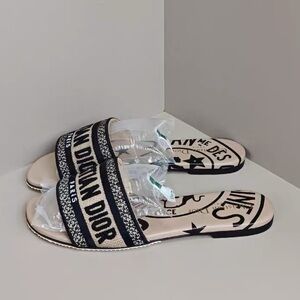 Authentic Dior Women's Black and Cream Sandals